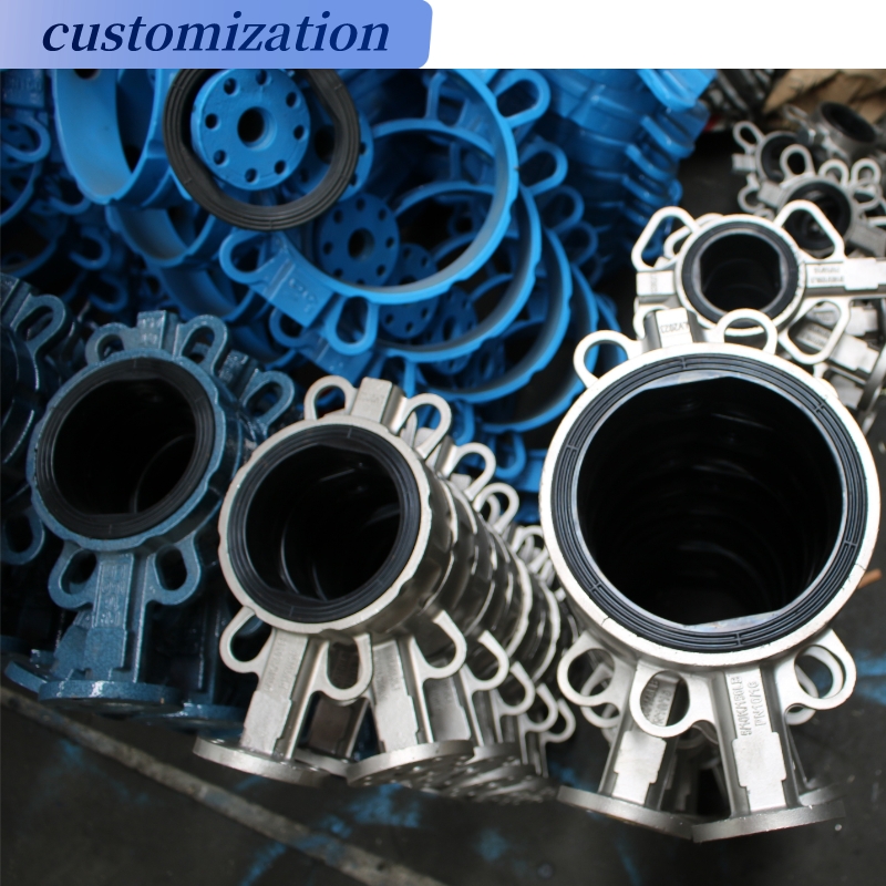 Manual Handle CI Body Material Stop Structure Butterfly Valve with Pneumatic Actuator