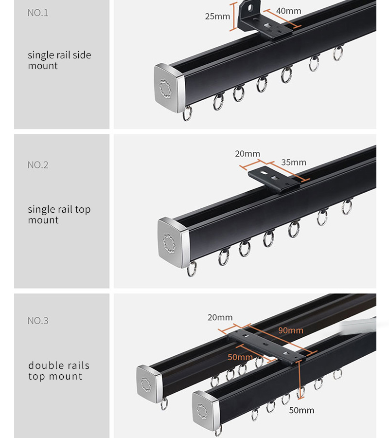 Ceiling Mounted Heavy Duty Aluminium Curtain Track For Home Decoration
