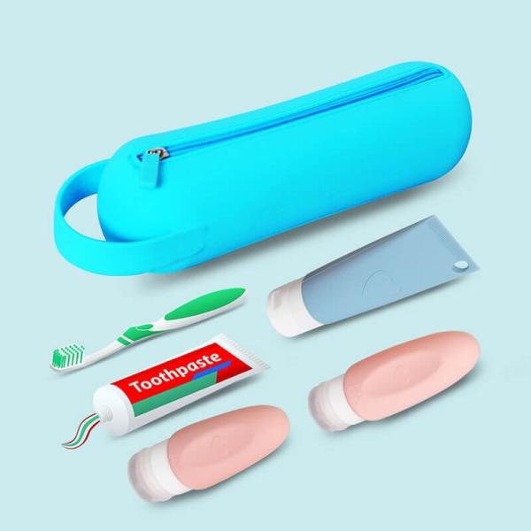 Small Circular Silicone Women'S Cosmetics Storage Bag Pen Tube Shaped Storage