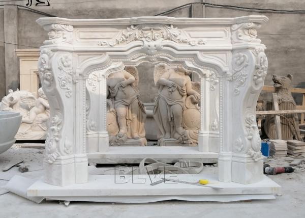 Marble Fireplace Mantel Freestanding Stone Relief Fireplaces Indoor Decorative