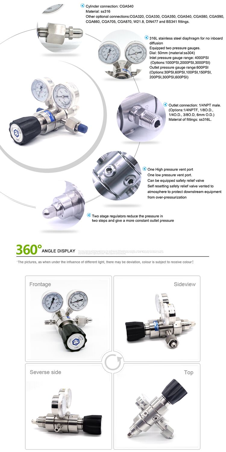Air compressor high temperature industrial gas pressure regulator