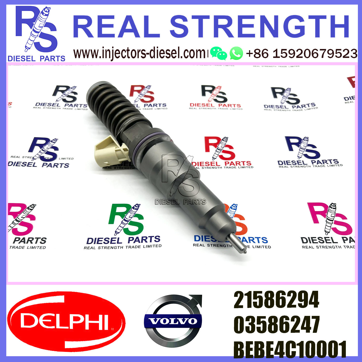 DELPHI 2pin injector 21586294 03586247 BEBE4C10001 Diesel pump Injector V-O-L-V BEBE4C10001 E1 for V-O-L-V 9.0 LITRE TRUCK