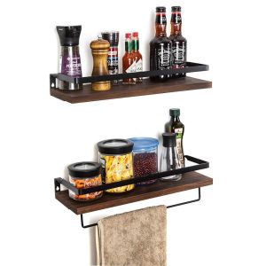 Powder Coated Decorative Storage Towel Rack Floating Shelf Brackets with Rails