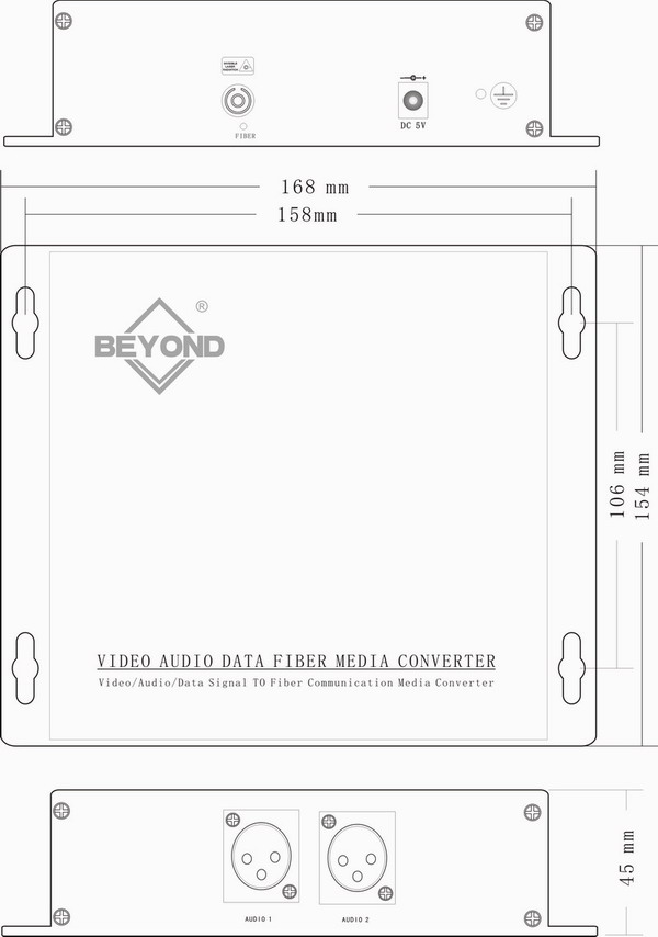 1 CH BIDI Balance Audio(XLR)To Fiber Dimensions