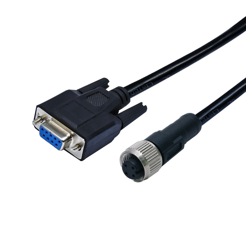 M12 Female 4pins A Code Molding Connector To D-Sub Female 9 Pins Waterproof Connector Cable