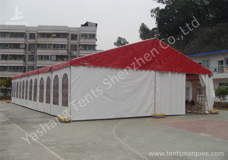 Red Roof White Wall PVC Cover Outdoor Party Tents Transparent PVC Fabric Windows