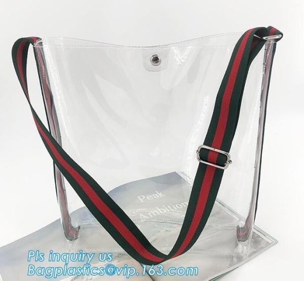 PVC summer waterproof transparent jelly beach shopping shoulder bag for women,