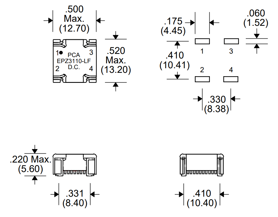 EPZ3110-LF Common Mode Choke for Filter Applications Surface Mount Mounting