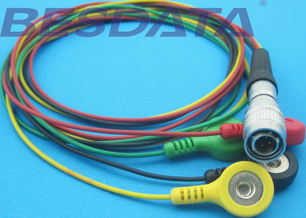 TPU Material PVC TENS ECG EKG Cables shielded Leadwires Customized Cable Snap button IEC Din 1.5mm Plug adapter