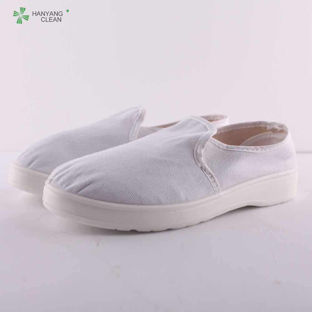 ESD cleanroom antistatic PU sheos with the canvas upper white color anti-slip for electronic industry
