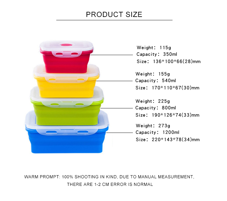 OEM Microwave Safe 1200ML Collapsible Foldable Lunch Box