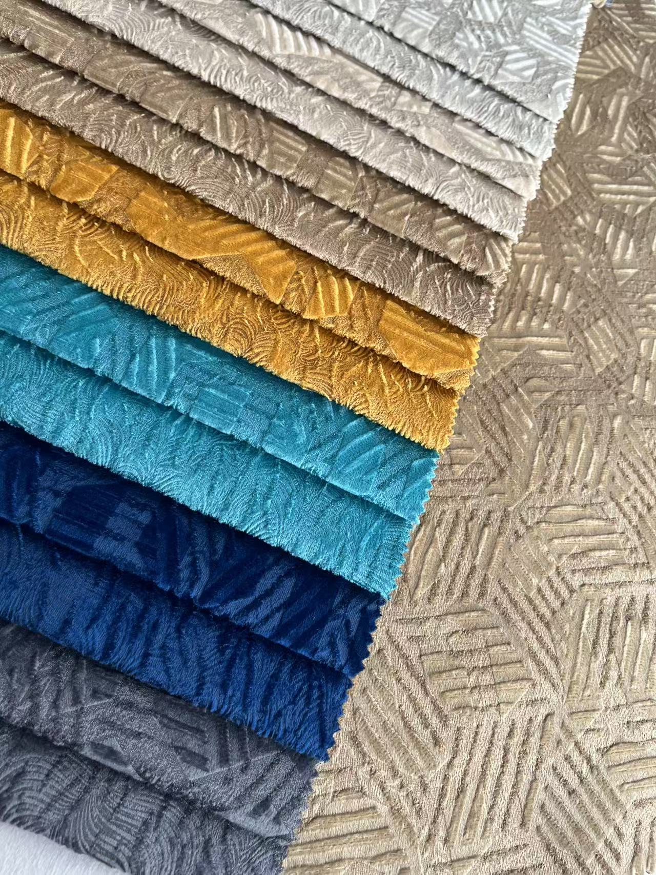 Breathable Knitted Velvet Sofa Fabric Colorful For Decoration Sofa Fabric Factory