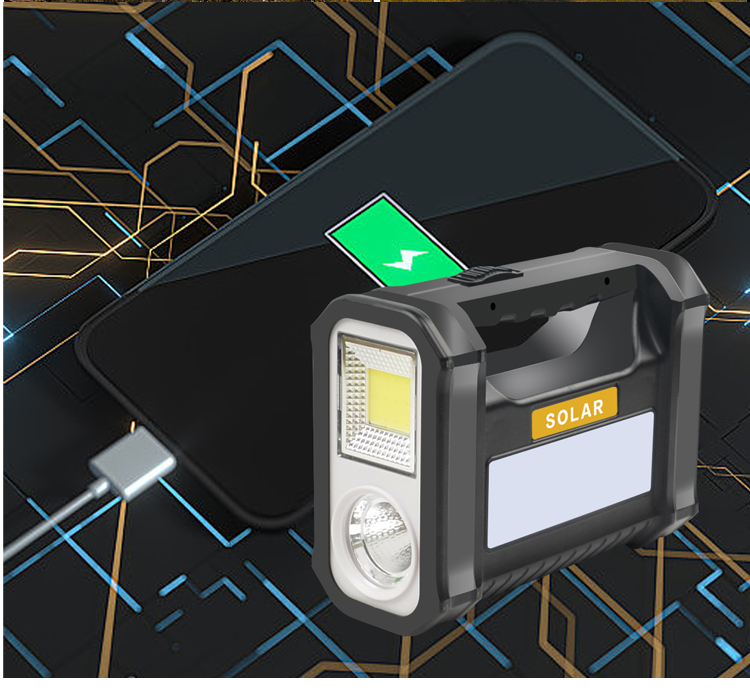 Multifunction Portable Mini Home Outdoor Led Camping Solar Searchlight Energy Lighting System Kit