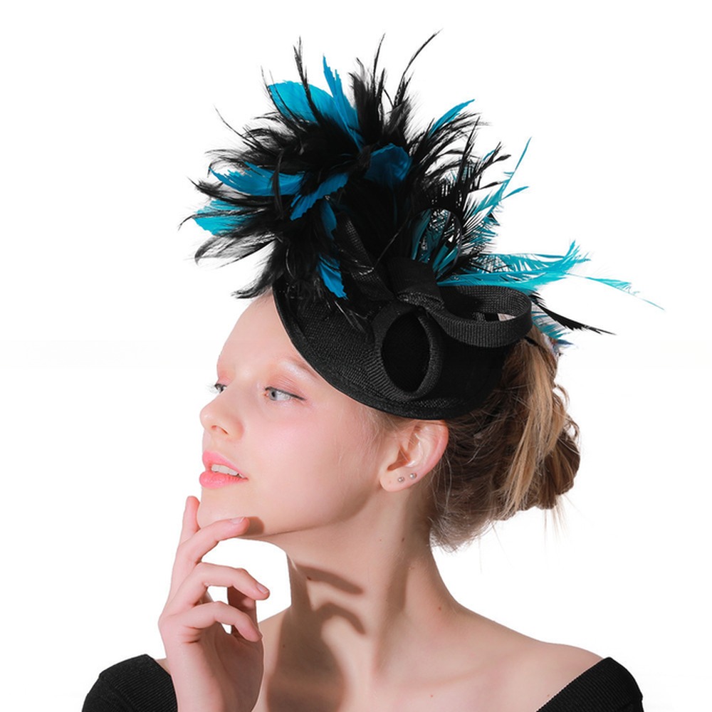 Goose Feather Party Decoration Sinamay Fascinator with Headband and Event Party Supplies