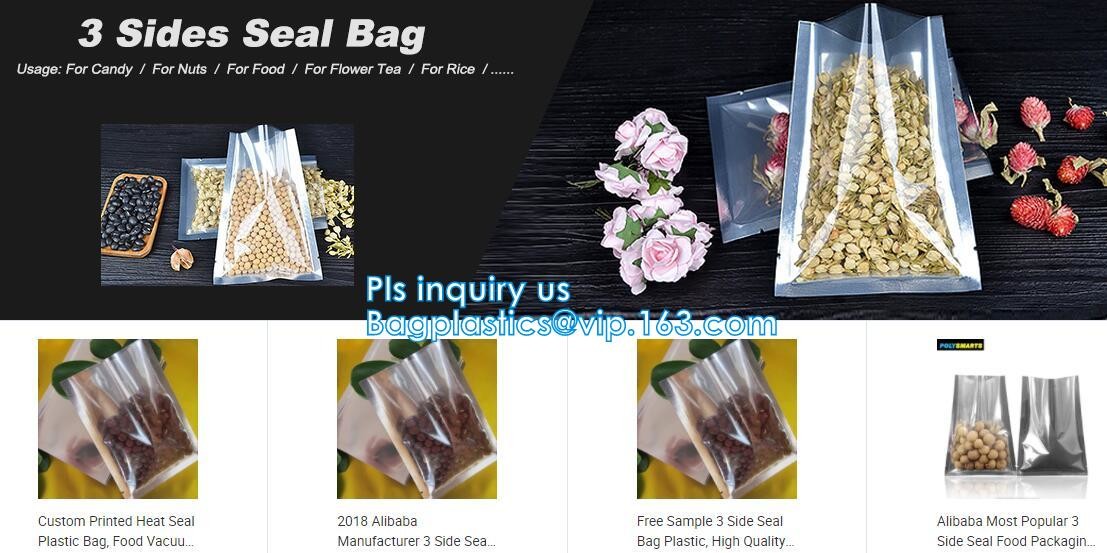 clear opp/cpp three side seal bag for beans,biscuits,cookies,pp cpp self-adhesive poly bag with glue tape,CPP BOPP plast
