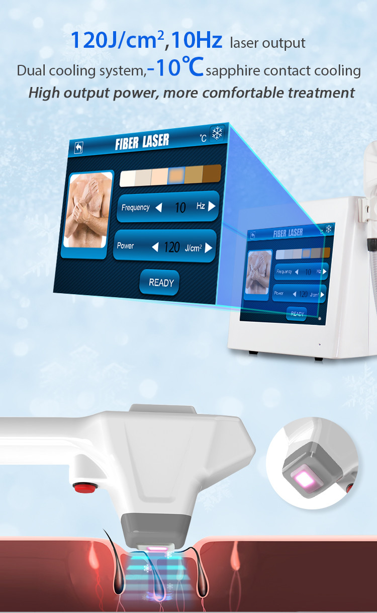 Permanent White Full Body Fiber Hair Removal Laser Machine With Dual Cooling System