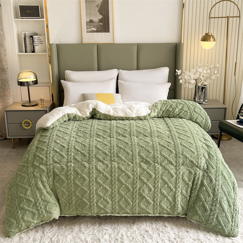 Warm Chunky Thickened Winter Velvet Sherpa Quilt Weight Blanket