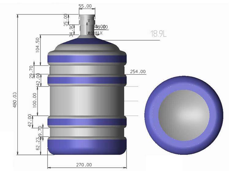 Automatic Blowing Design 400mm Neck Diameter 2Cavity 2Liter PET Blow Molding Machine