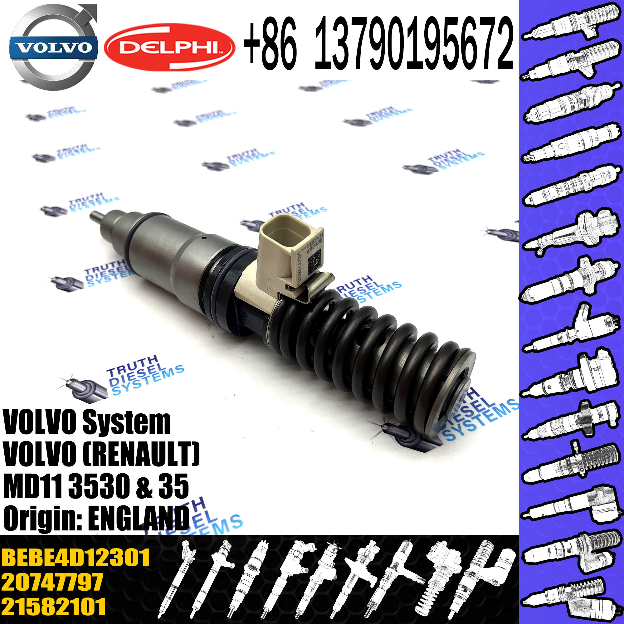 Diesel Fuel Injector 21582101 for VOL E3 EUI BEBE4D37001 21582101 MD11 20747797 BEBE4D12201