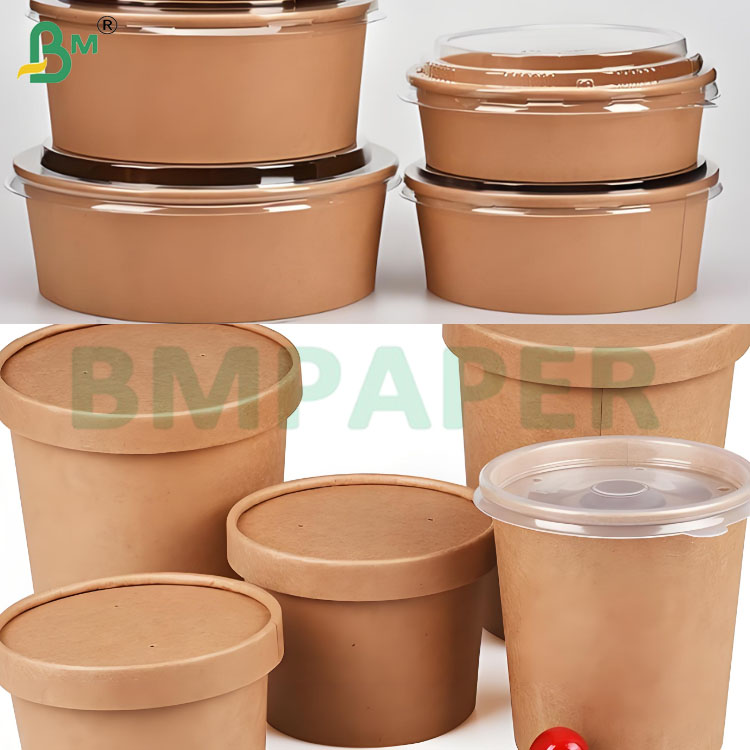 190gsm+15gsm Food Safe PE Coating Virgin Pulp Brown Bowl Paper Sheets