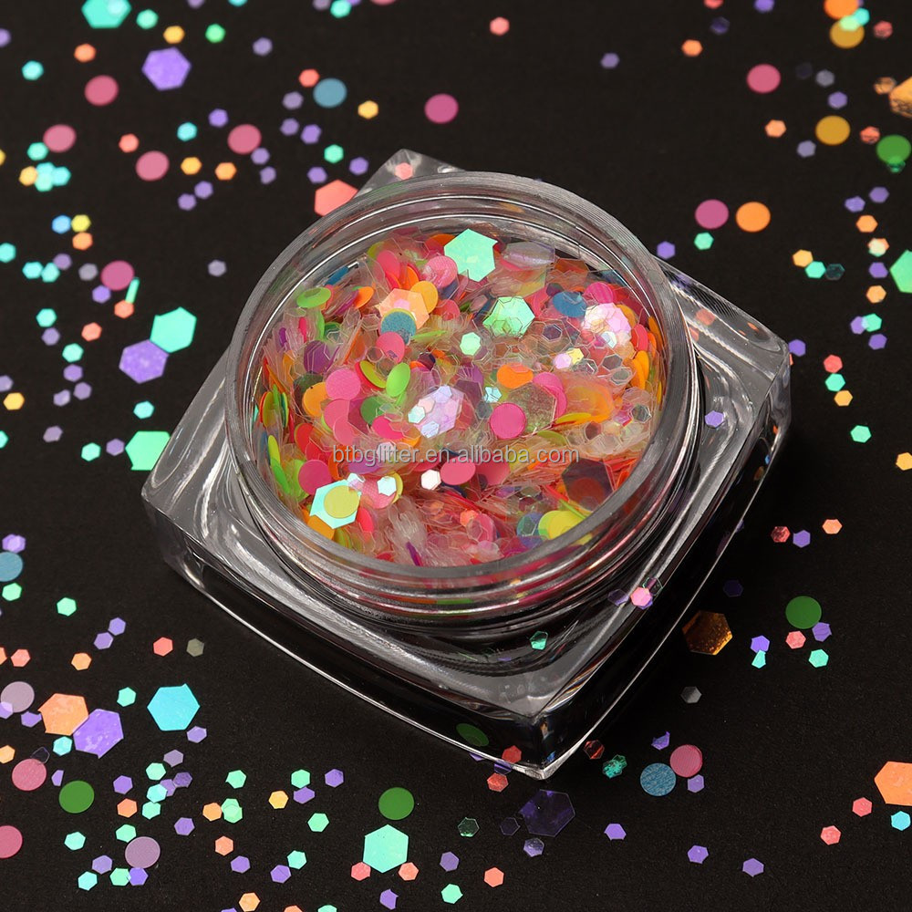 MOON Style YiWu ZY Polyester Chunky Hexagon Shaped Cosmetic Glitter for Fashionable Style
