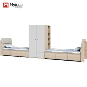  Support customization 2000 X 1200 X 960mm Apartment Furniture Student Bunk Bed School Dormitory With Desk Bed Manufactures