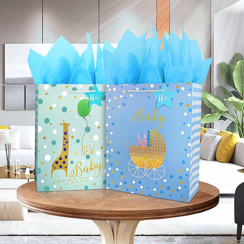 Extra Large High End Reusable Cute Cartoon Baby Gift Tote Packaging Shopping Paper Bag
