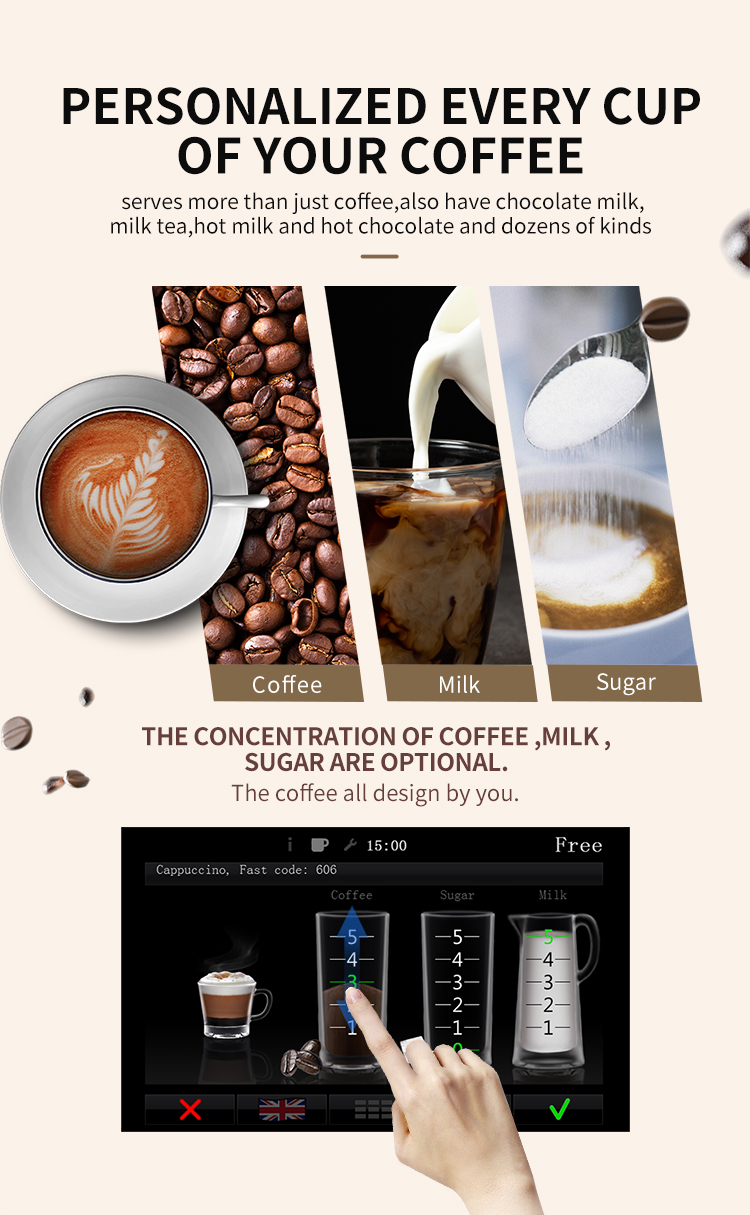 EVOACAS Automatic Cappuccino Vending Coffee Machine Anti Pollution