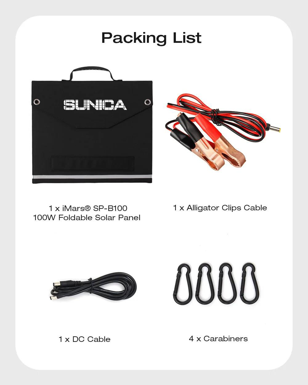 Portable Folding Solar Panels 100W 19V Outside Camping Solar Charger
