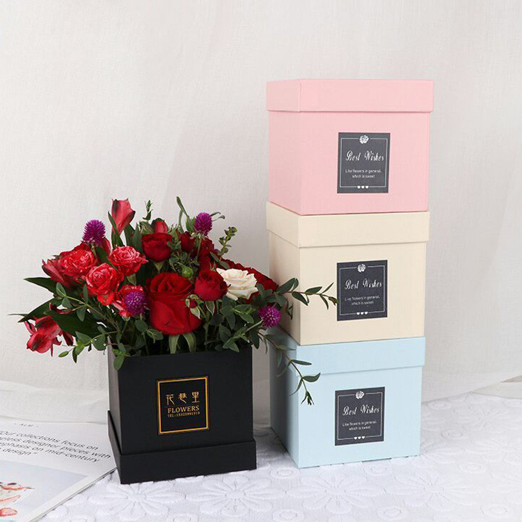 Real Preserved Rose Rigid Paper Gift Box Round And Square Flower Box With Ribbon