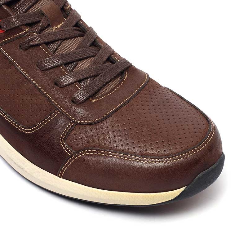 Brown Antiodor Mens Breathable Leather Shoes Textile Lining