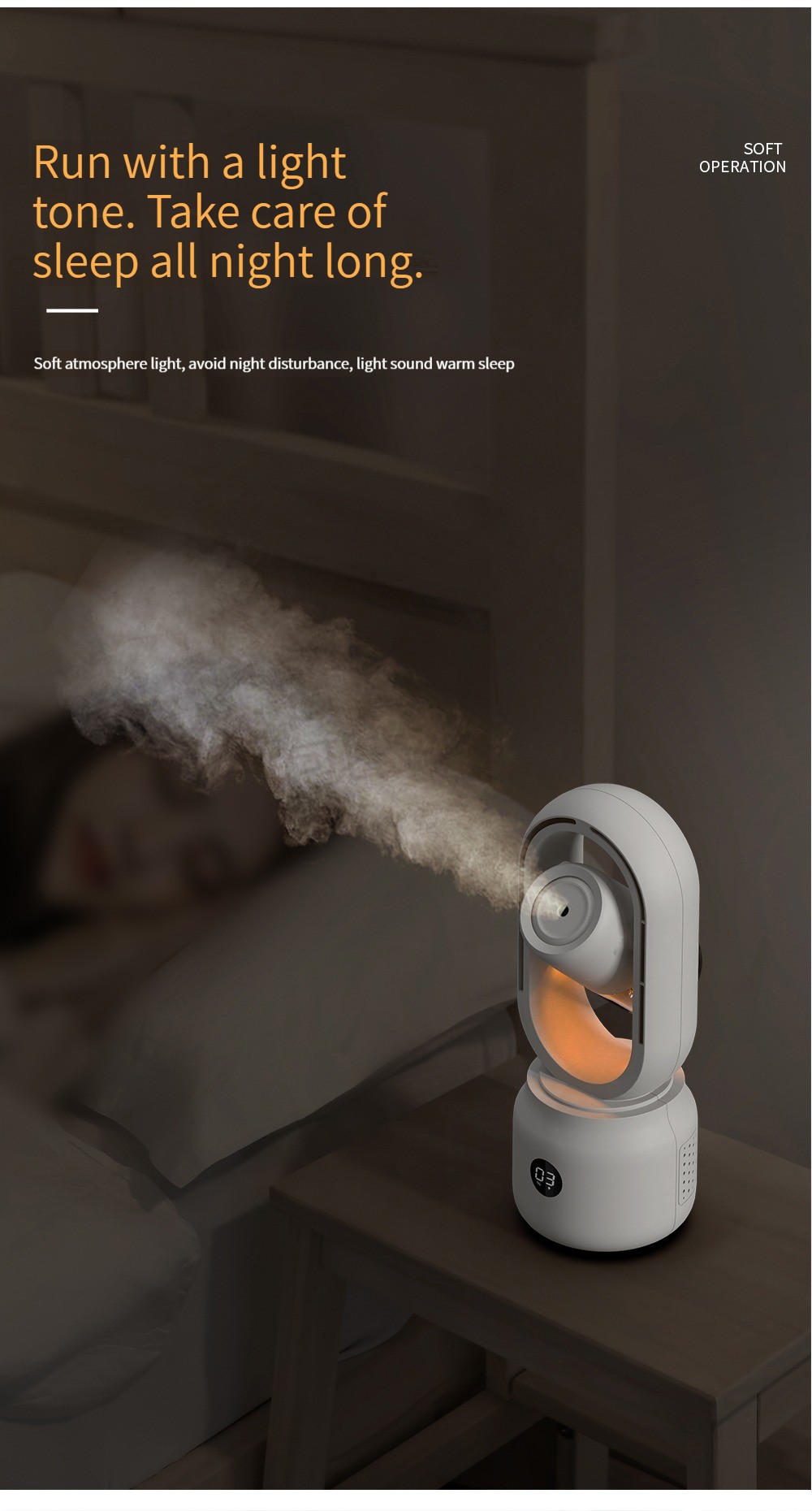 HOMEFISH 300ml Multifunctional Spray Bladeless Fan Humidifier