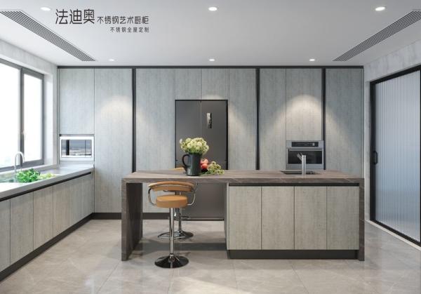 Fadior Cement Gray Elegance Premium Stainless Steel Kitchen Cabinets With