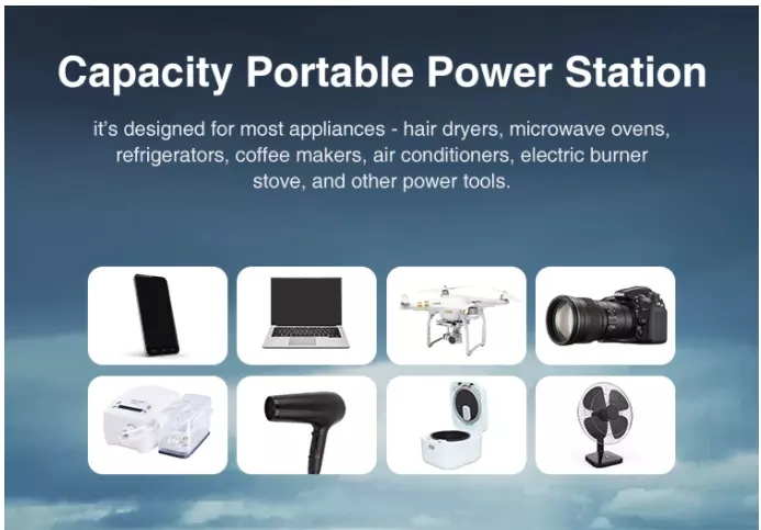 USB Type C Portable Electric Power Station 1000W 2220Wh For Camping Fishing
