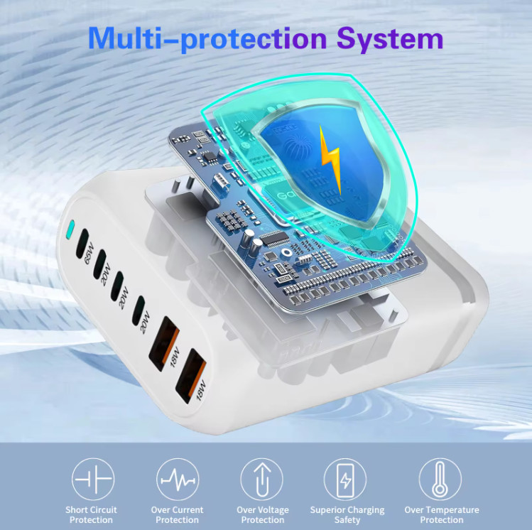 MacBook Mobile Phone OEM 160W 4USB Ports 2USB-C Ports PD Fast Desk Phone Charger