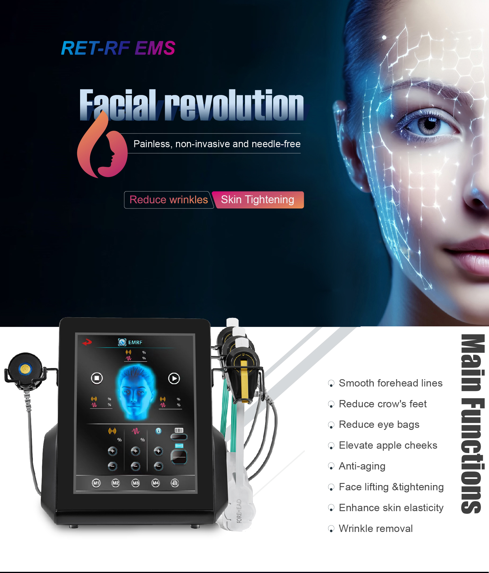 EMS Technology V-face Wrinkle Removal Anti Aging Machine for Portable Facial Firming