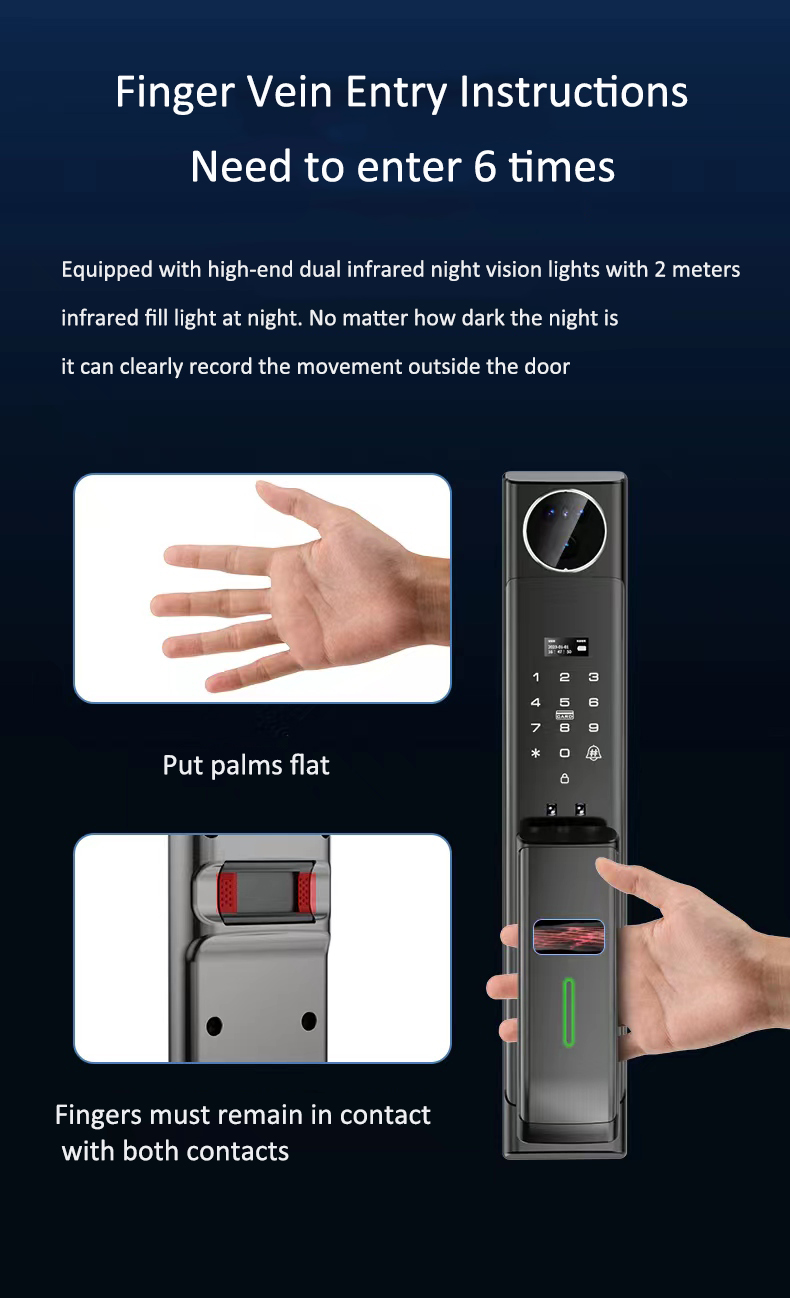 Automatic 3D Face Camera Tuya Cerradura inteligente Smart Locks With Video calling Camera Door lock