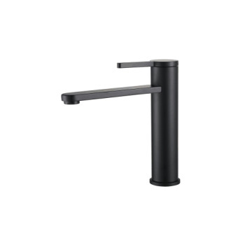 Bright Black Bathroom Wash Basin Taps Ceramic Single Handle Single Hole