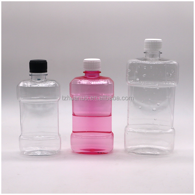 Screen Printing 500ml PET Unique Shape Liquid Mouthwash Plastic Bottle with Screw Cap