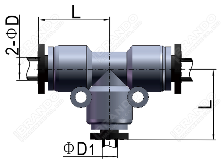 3 Way Punematic Fitting Reducer Tee PGT Air Tube Fitting