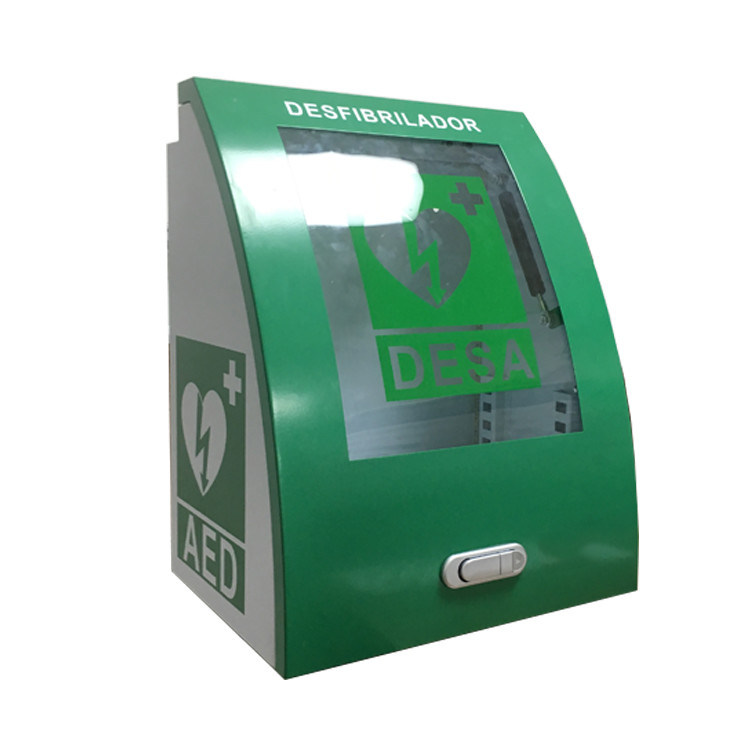 CE Approved Curvy AED Wall Defibrillator Cabinet With LED Strip Ilumination