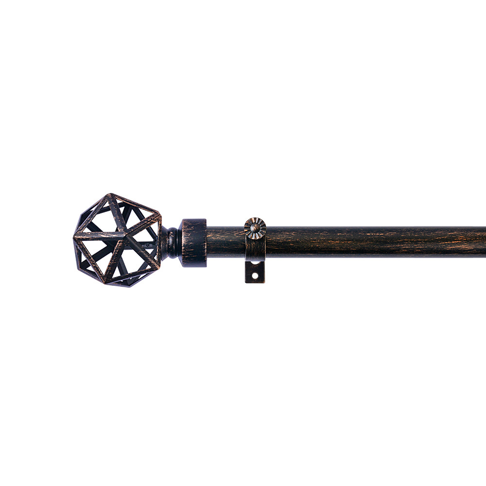 Black And Copper Color 28mm Pipe Curtain Rods Set For Bedroom