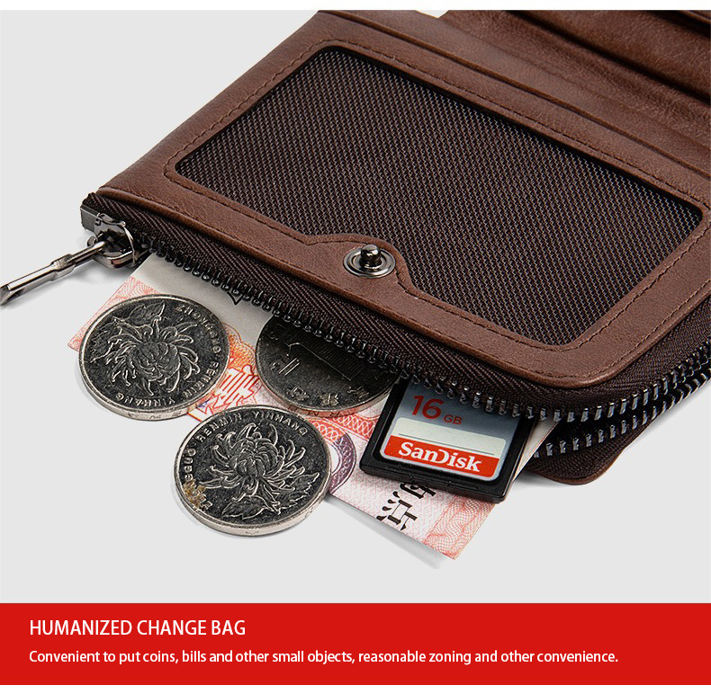 Multi-Function Large Capacity Men's Wallet in Retro Casual Style with RFID Protection