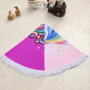 Customize Microfiber Large Round Beach Towel Soft Touch With Tassels
