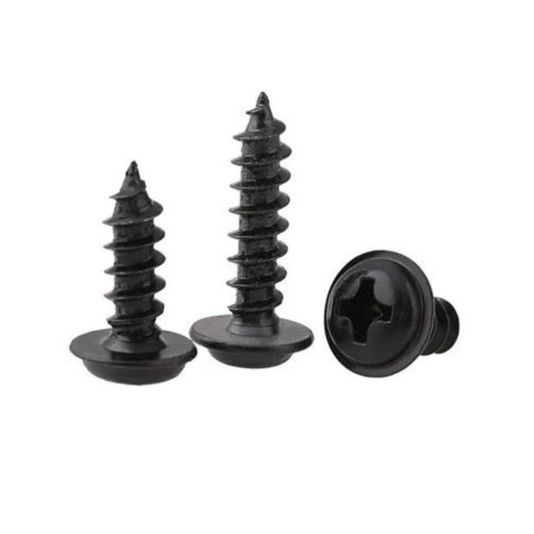 DIN 968 Black Tapping Screws Cross Recessed Pan Head Tapping Screws With Collar Wafer Head Self Tapping Round Head Screw
