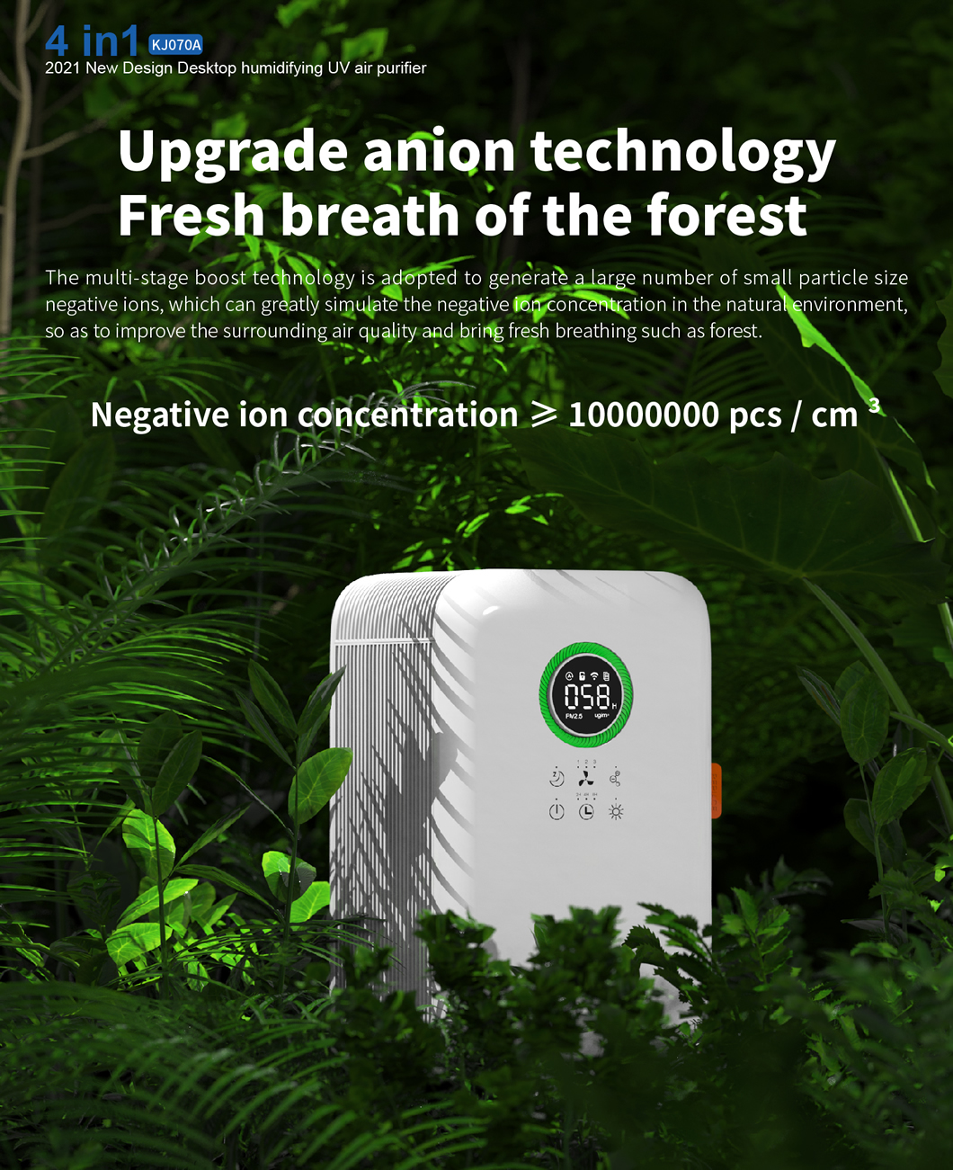 HOMEFISH ABS Smart Portable Desktop Air Purifier With Humidification