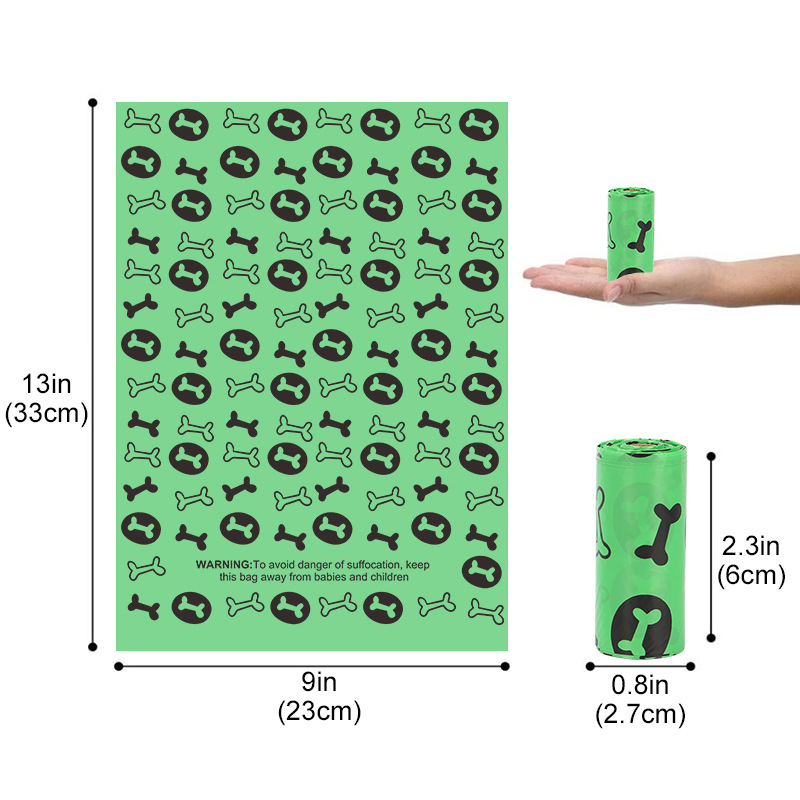 2 Rolls for Delivery 15 pcs Degradable Imported Raw Materials PET Dog Cat POP Garbage Bag