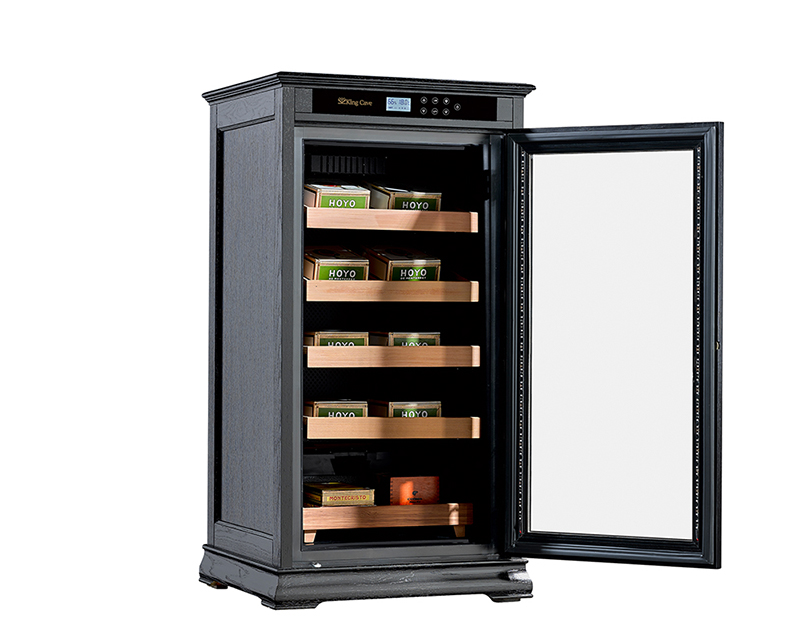 Wood Frame LED Light Single Glass Door Electric Cigar Cooler Humidor Cabinets