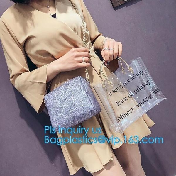 New Design Elegant Transparent Handbags Shoulder Tote PVC Beach Bags for women,