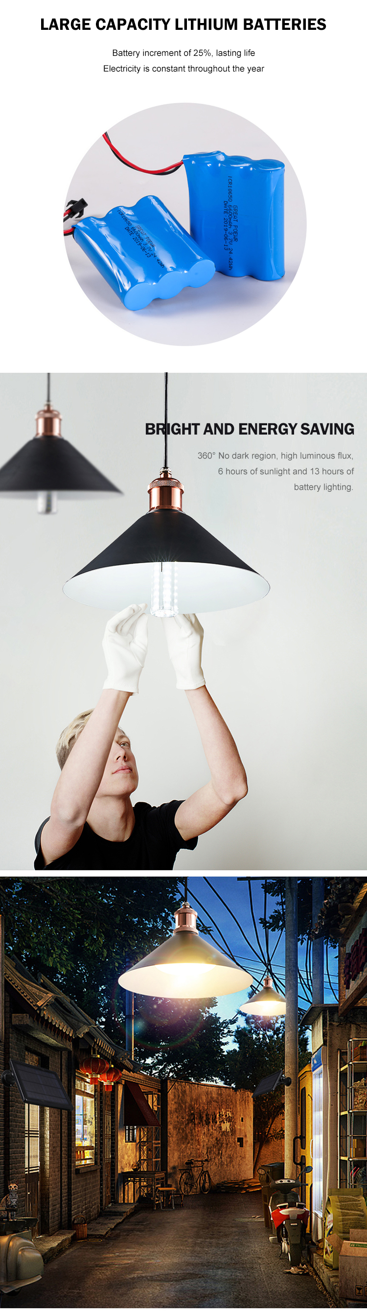 IP65 5W Ceiling Solar Powered Pendant Light Deck To Dawn With 4000mAh Battery